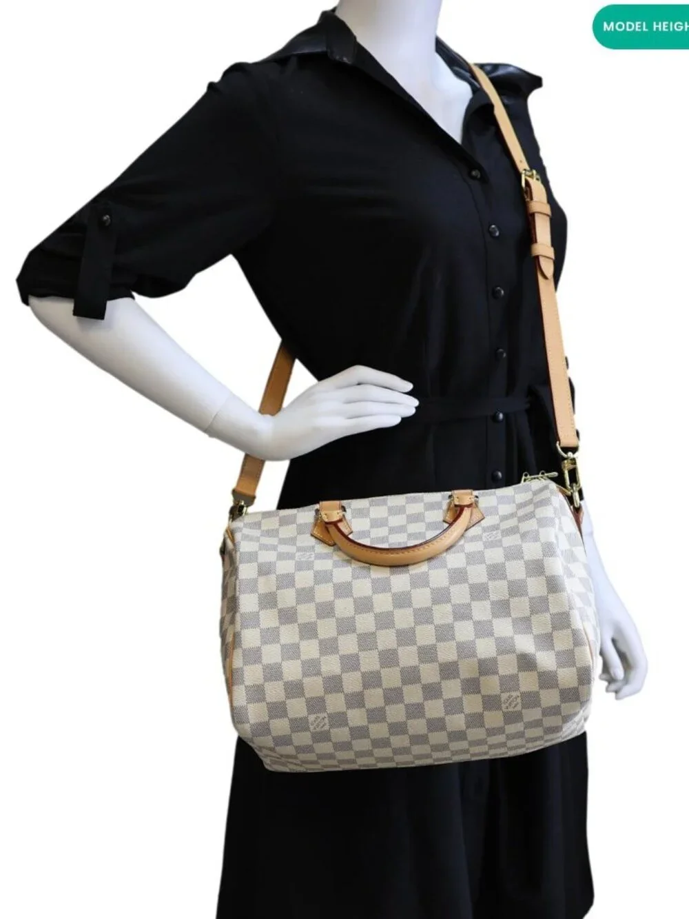 Louis Vuitton  Speedy 30 Bandouliere Damier Azur Shoulder Bag White